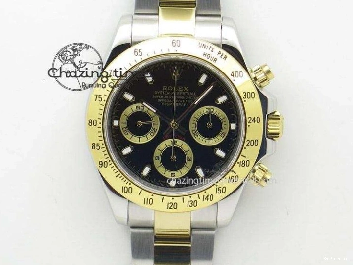 0105 Stylish Daytona YG BP Maker Gold Dial Sticks Markers On Rubber Strap A7750@ 4012